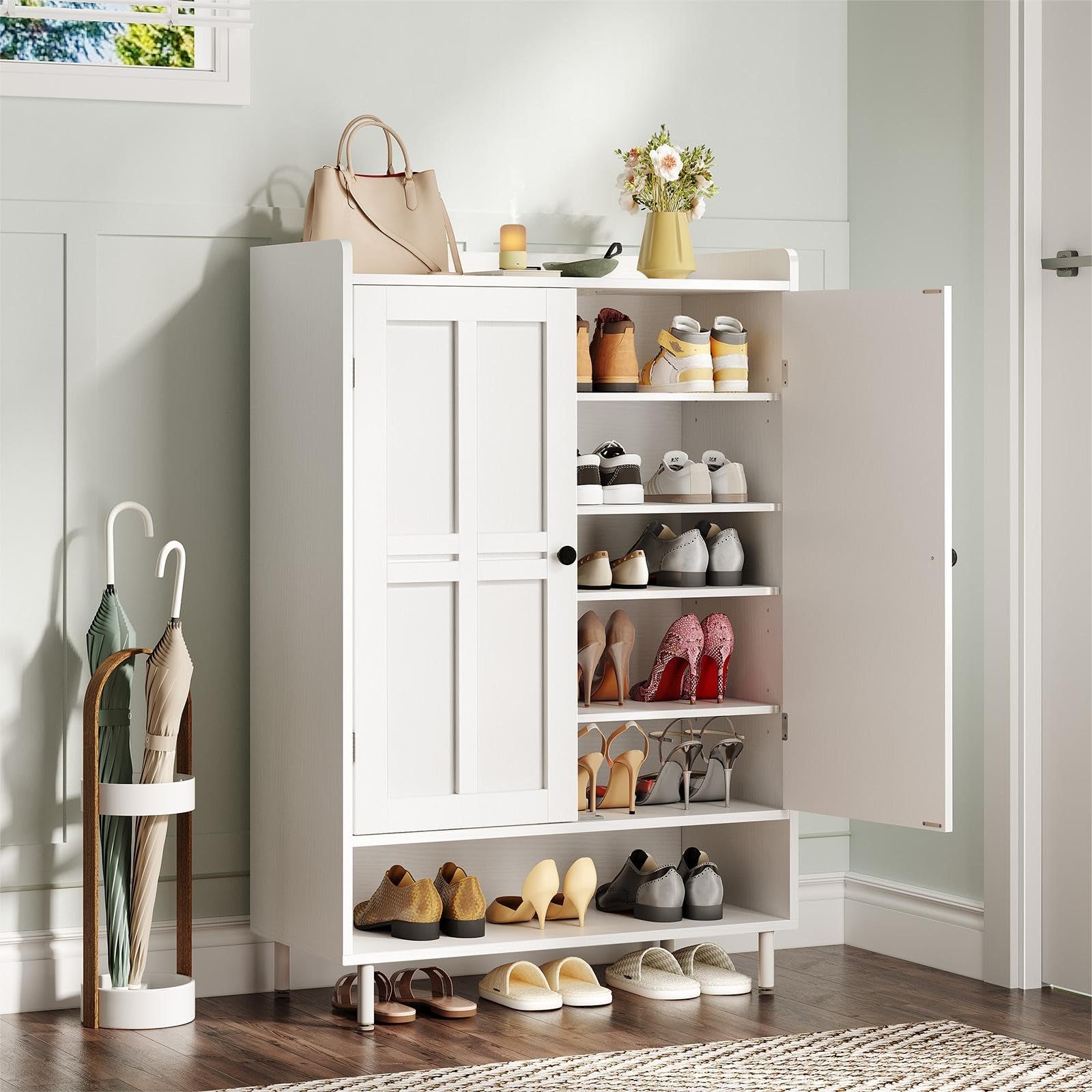 6 Tier Shoe Storage Cabinet, 4 - Cabinet Hinge Overlay 评论和价格