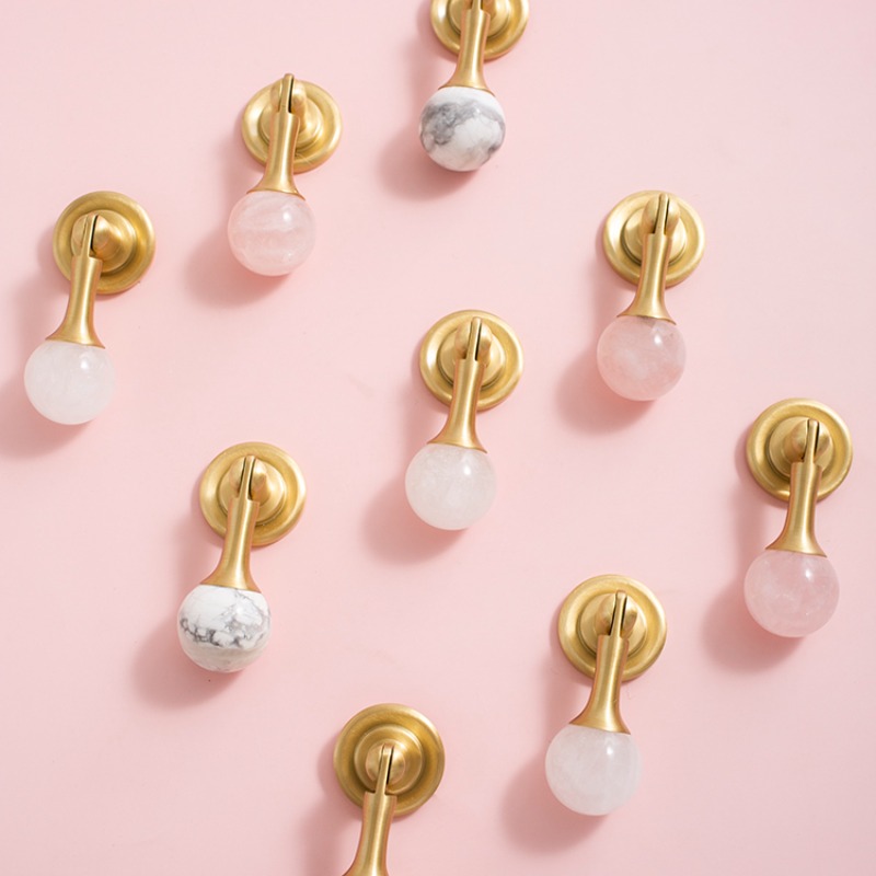 White Crystal Ball+Brass Furni - Furniture Hardware Drop Pulls 评论和价格